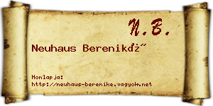 Neuhaus Bereniké névjegykártya